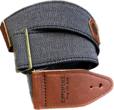 Copperpeace Herringbone Denim & Leather Guitar Strap