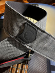 Copperpeace_Havanna_guitar_strap_black_and_white_guitar_strap_debossed medallion logo