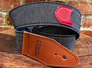 Copperpeace Herringbone Bass Guitar Strap Signature Copperpeace Pick Pocket in red